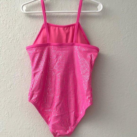 NEW KENSIE GIRL FOIL STRIPE RUFFLE TASSEL ONE PIECE SWIMSUIT - Picture 6 of 9